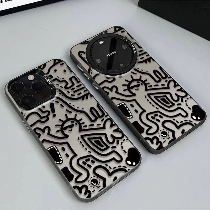 抽象涂鸦适用苹果16手机壳iPhone15高级14/13华为OPPO小米保护套