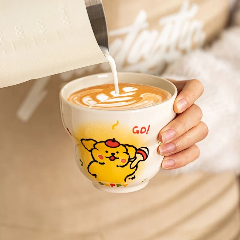 线条小狗陶瓷餐具ins风可爱杯盘子高颜值宿舍一人食送礼咖啡杯
