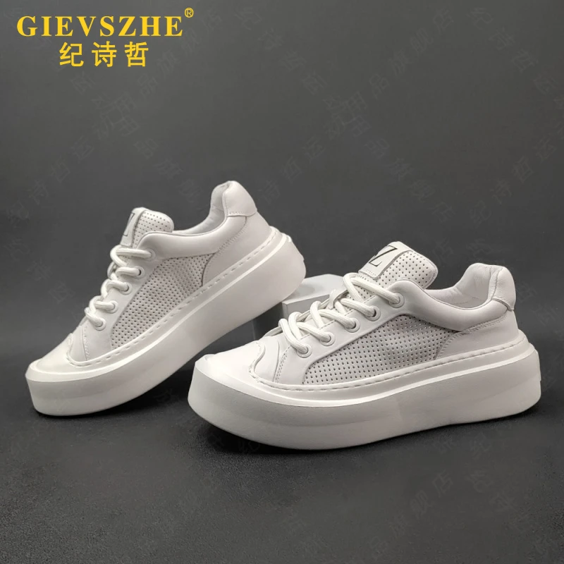 纪诗哲板鞋男款透气增高网面小白鞋2025新款潮流百搭运动休闲男鞋