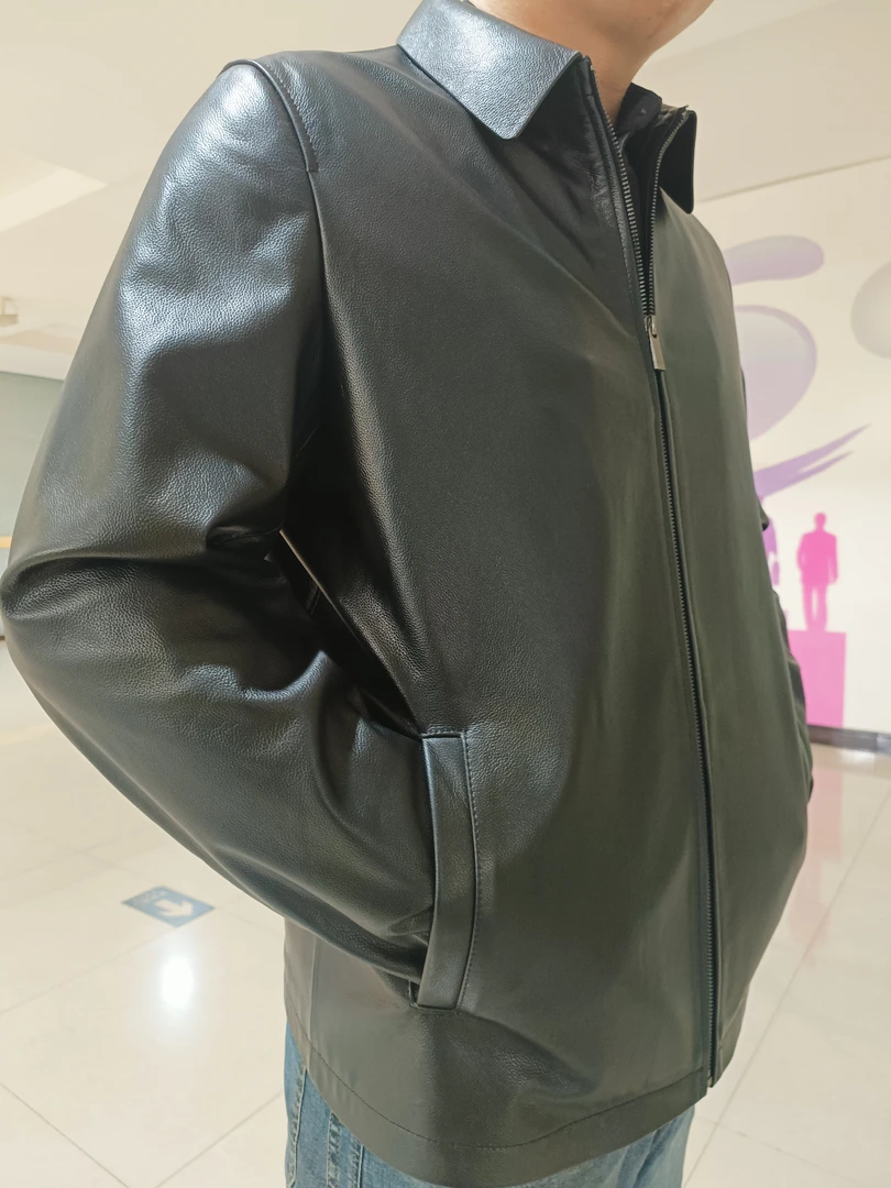 辛集牛皮皮衣男短款头层牛皮翻领休闲男士皮衣夹克外套