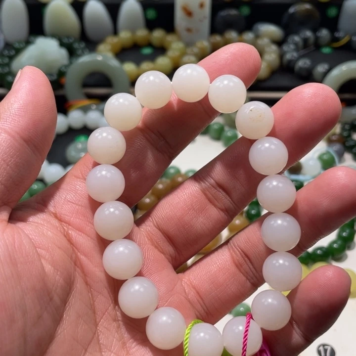 和田玉未镶嵌手串新疆山流水卡12