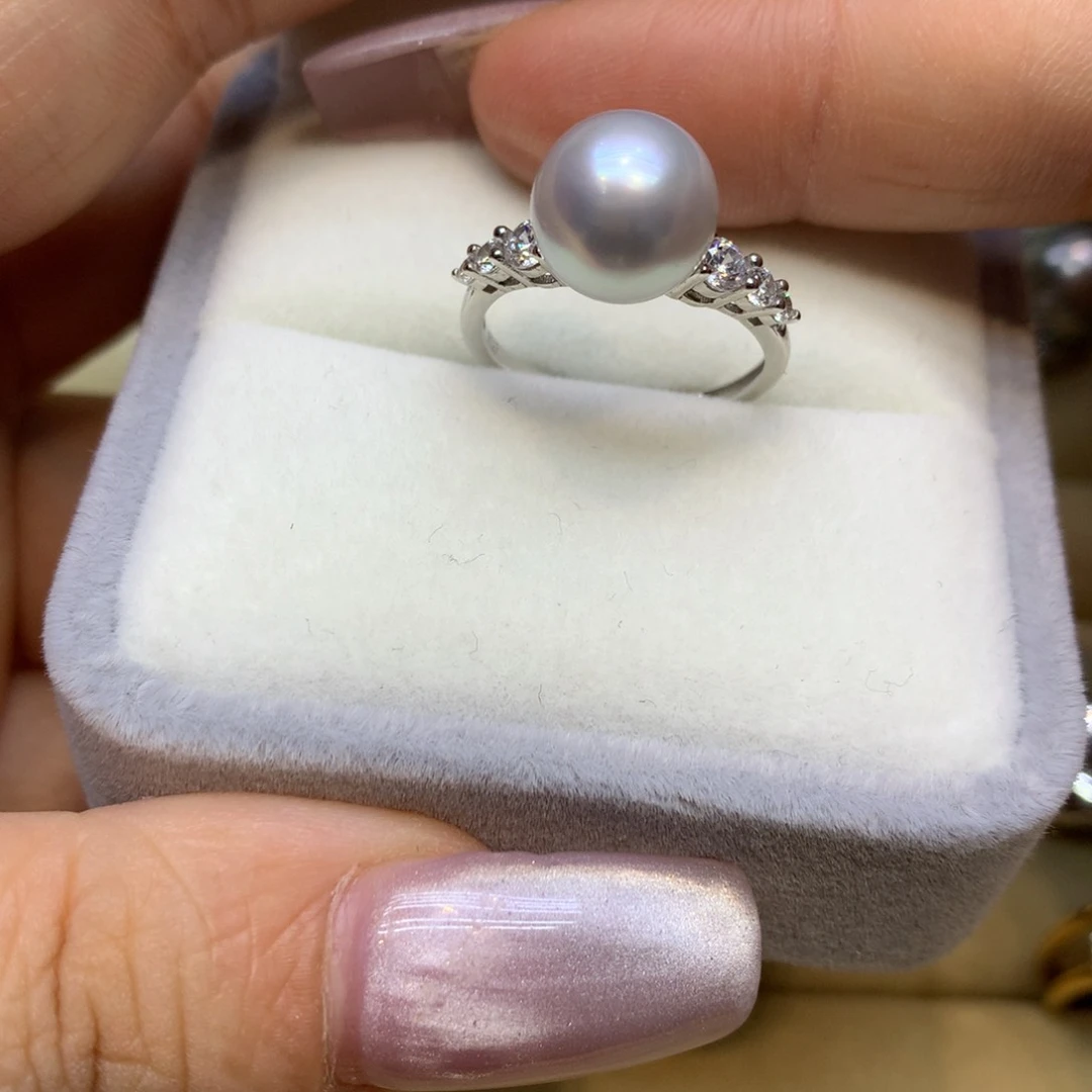 银S925镶嵌戒指海水珍珠