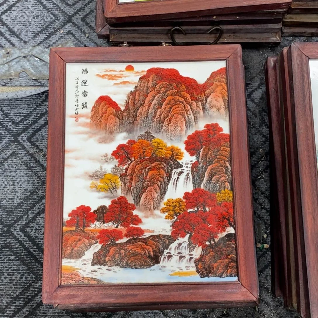 瓷片37*28 景德镇瓷板画柴窑烧制