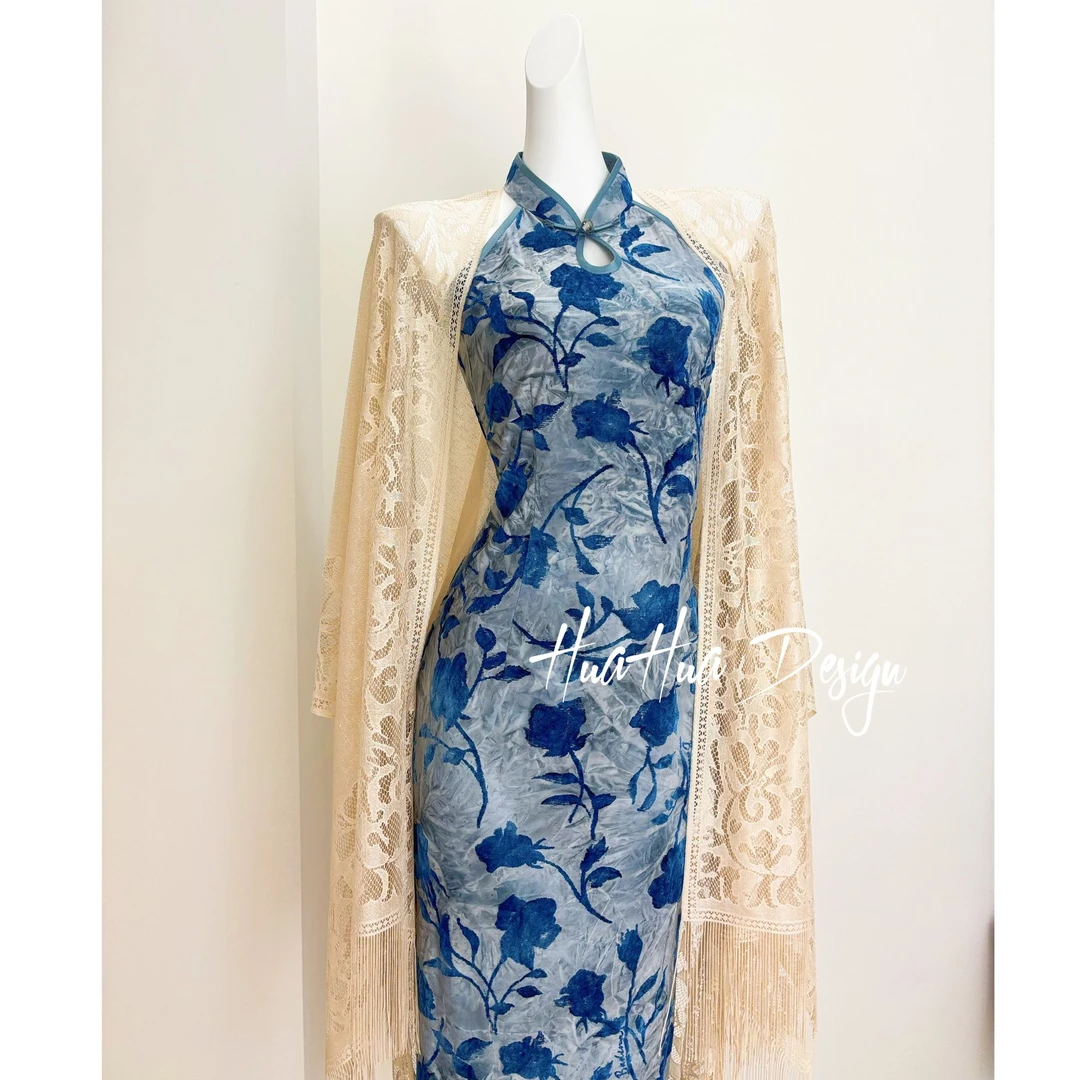 苏故里【朝花惜拾】文艺港风复古高端日常旗袍奢华显瘦修身衣长120