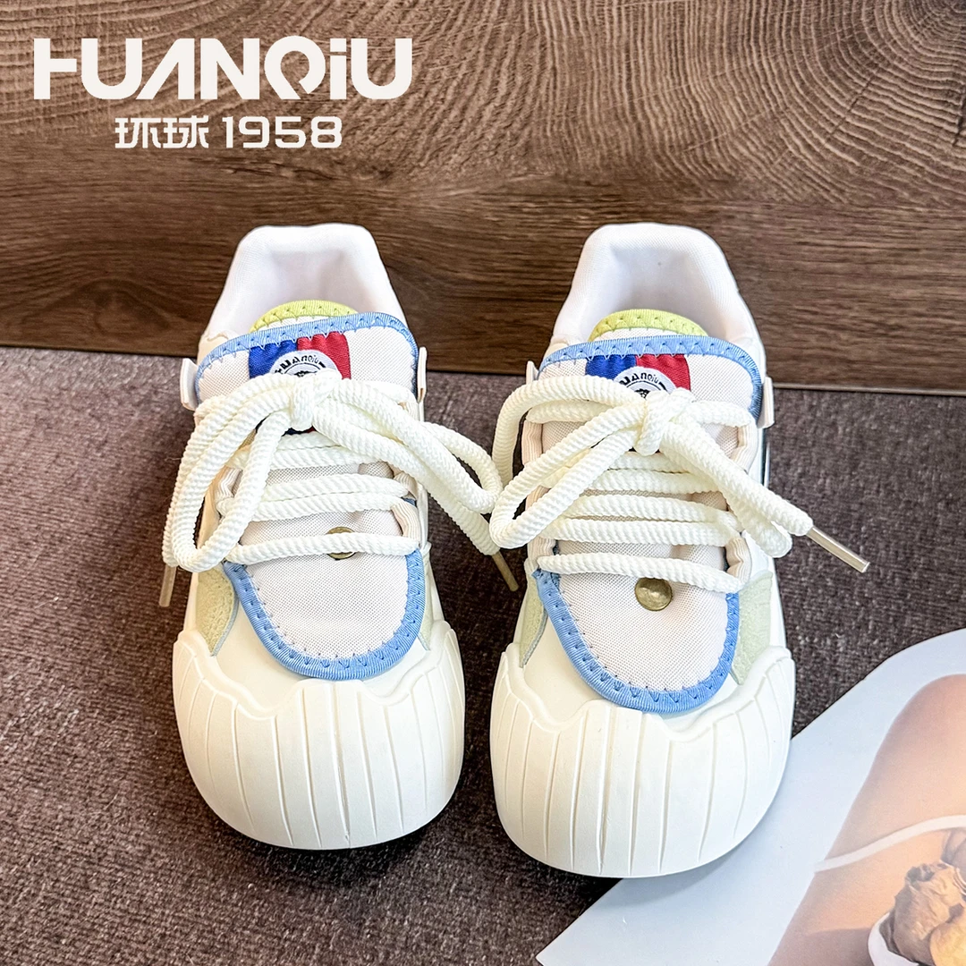 HUANQIU/环球爆款厚底增高小白鞋学生韩版2025新款百搭时尚休闲鞋