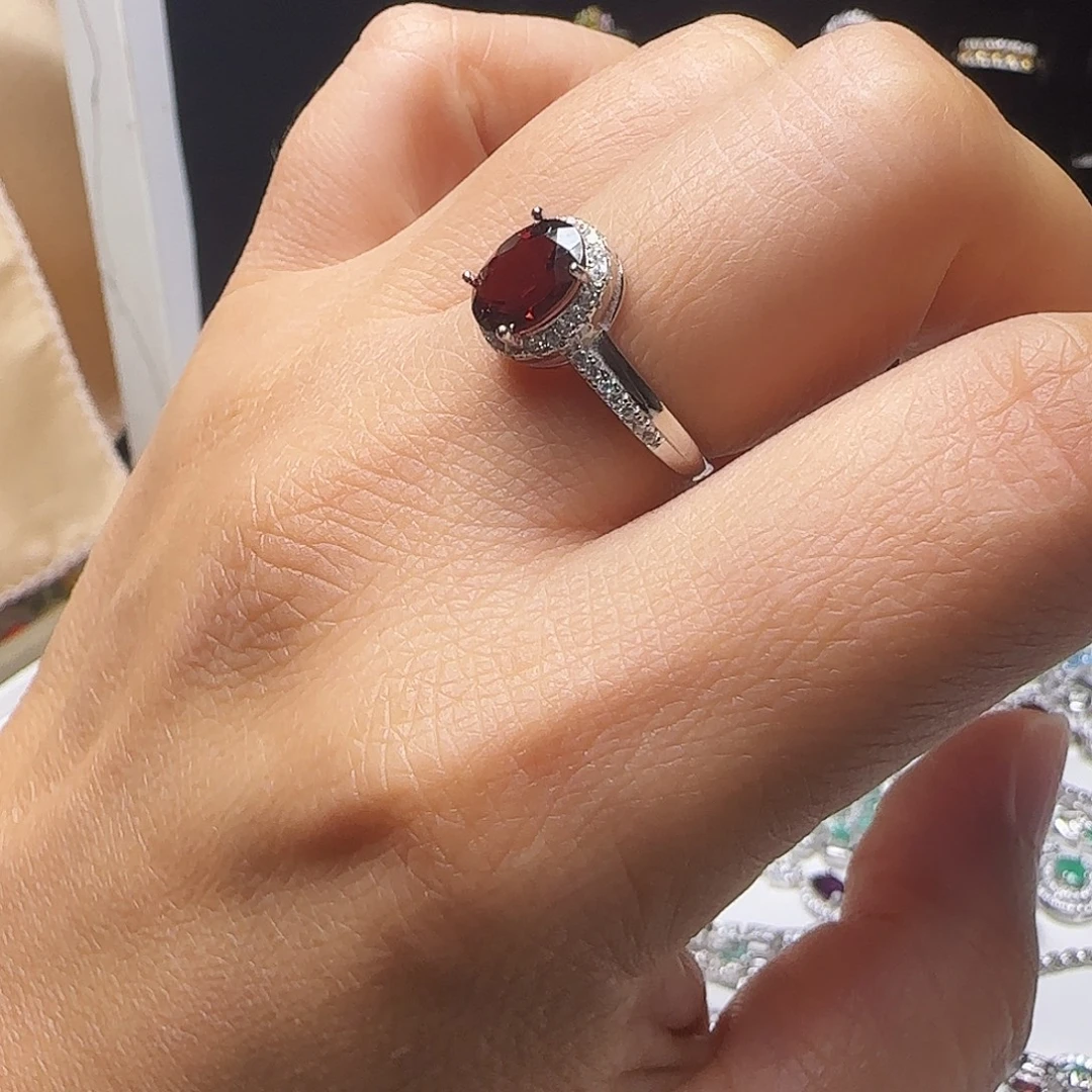 戒指烟晶银S925镶嵌