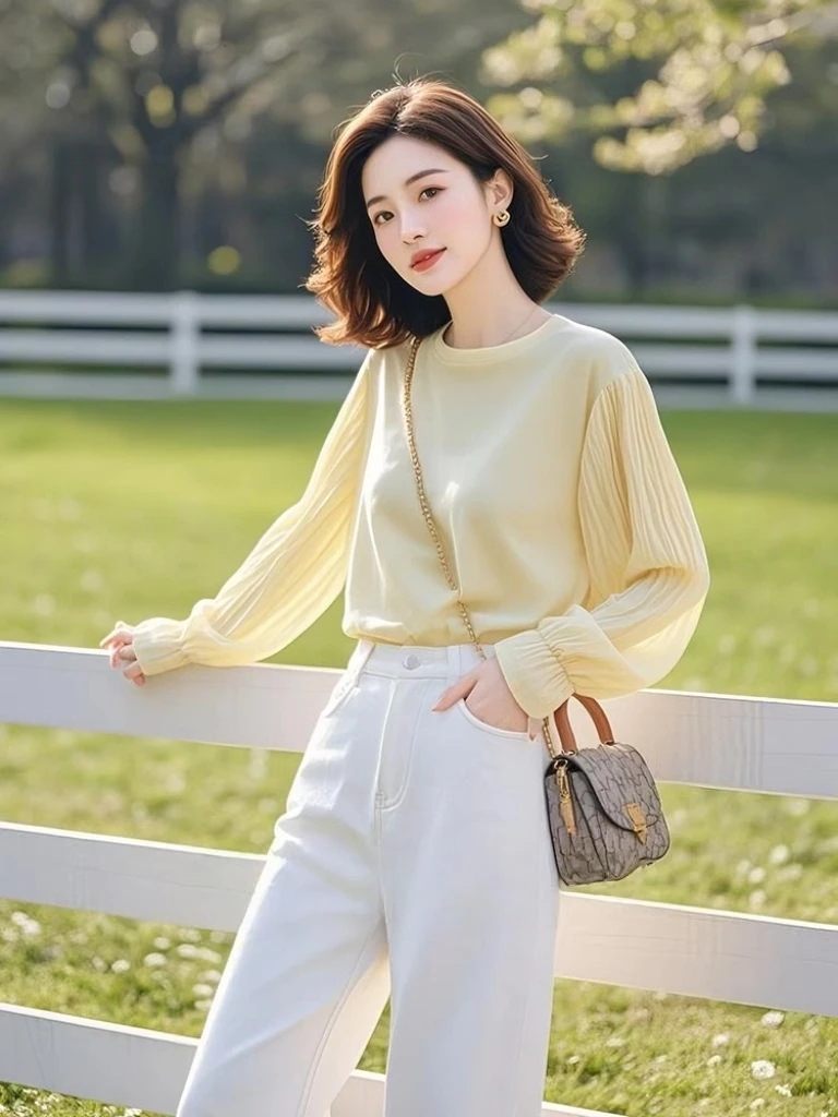 开春2025年爆款小衫欧货独特漂亮打底衫小众不撞款鹅黄色长袖上衣