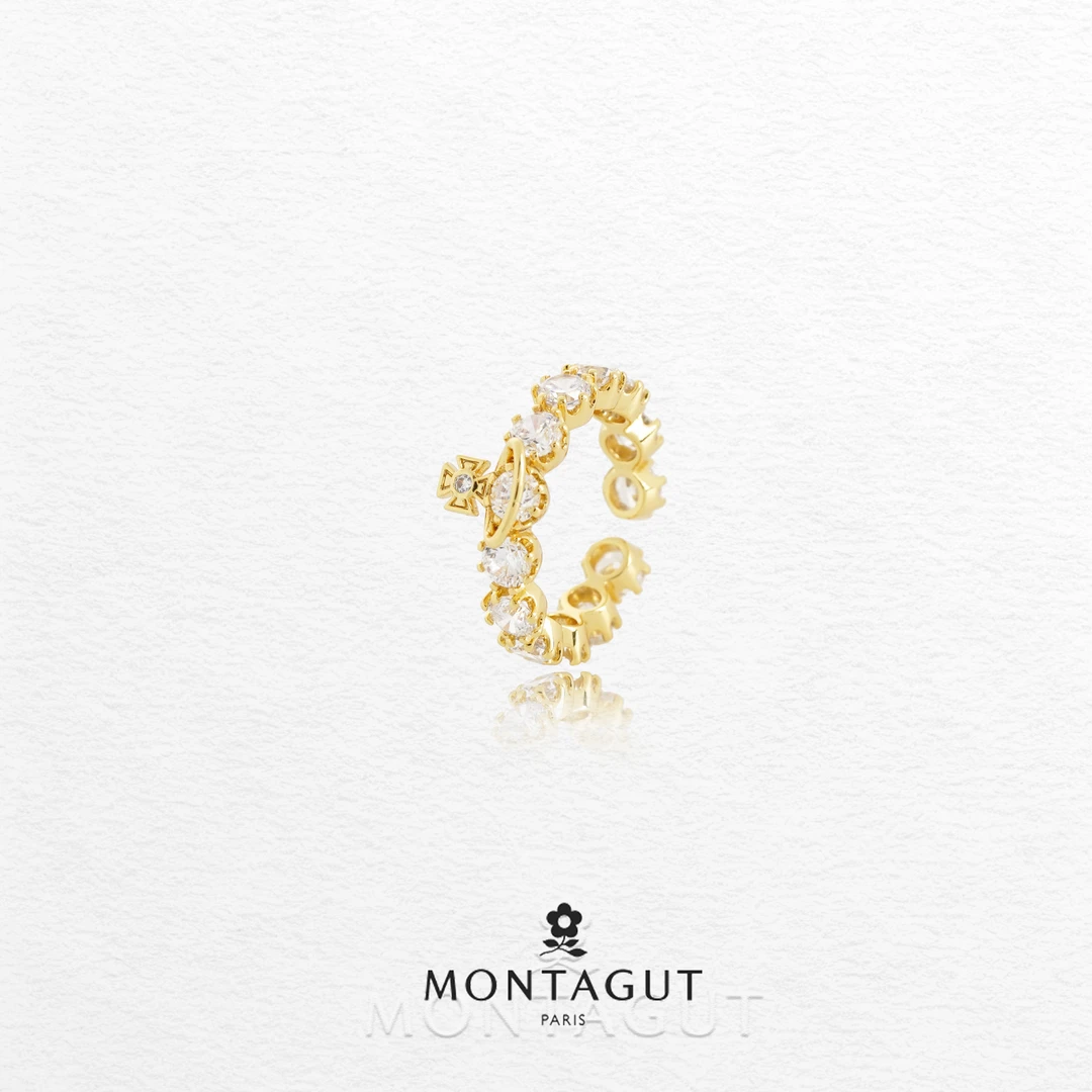 铜合金锆石戒指 法国梦特娇轻奢系列金星晶环韵章戒指【3826】JJ