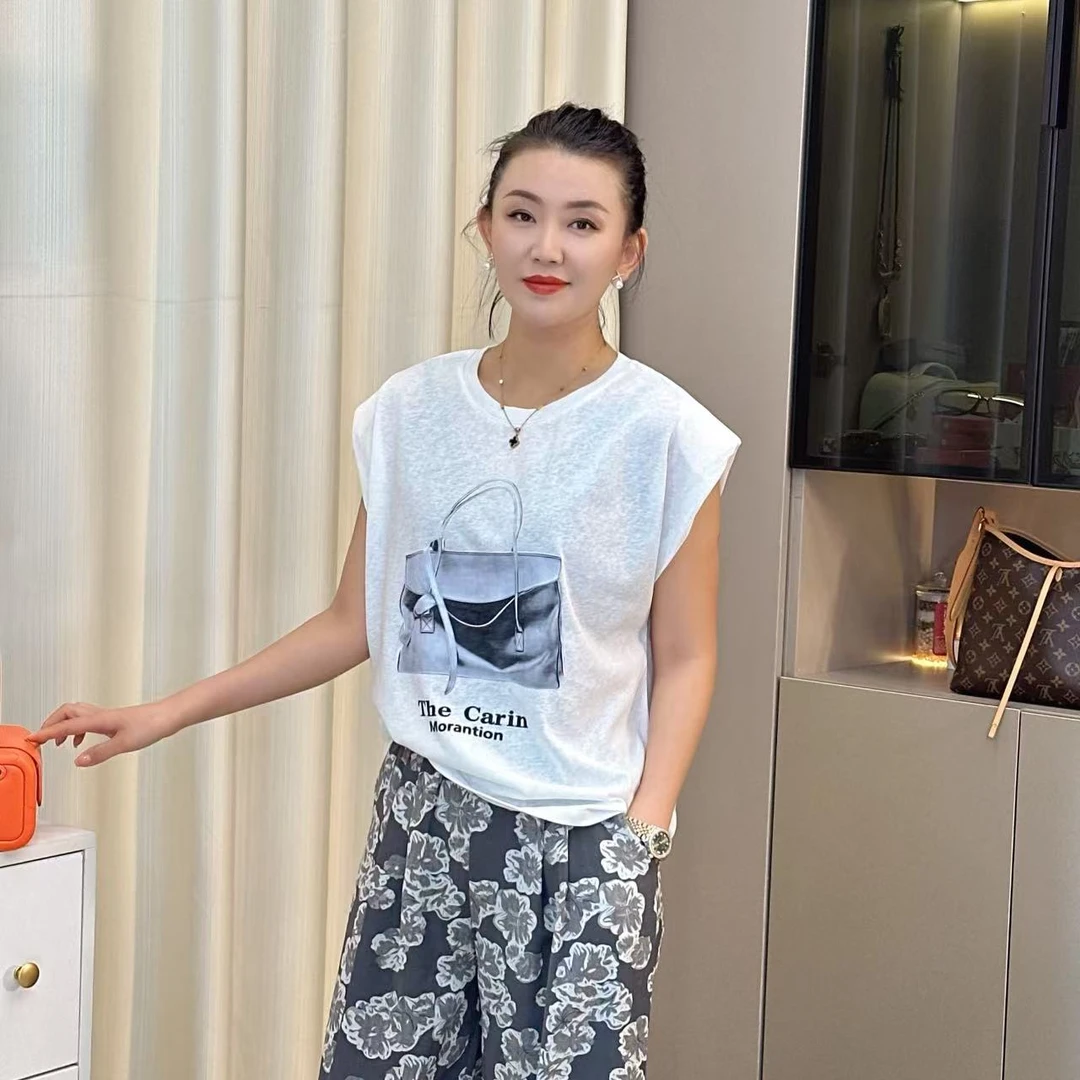 【二婷衣橱】25年新版夏季印花休闲百搭圆领个性短袖6626