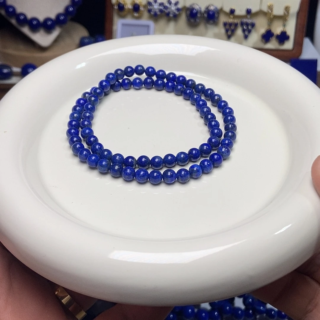 青金石未镶嵌炸福利 天然 无优化 双圈手串5.5+