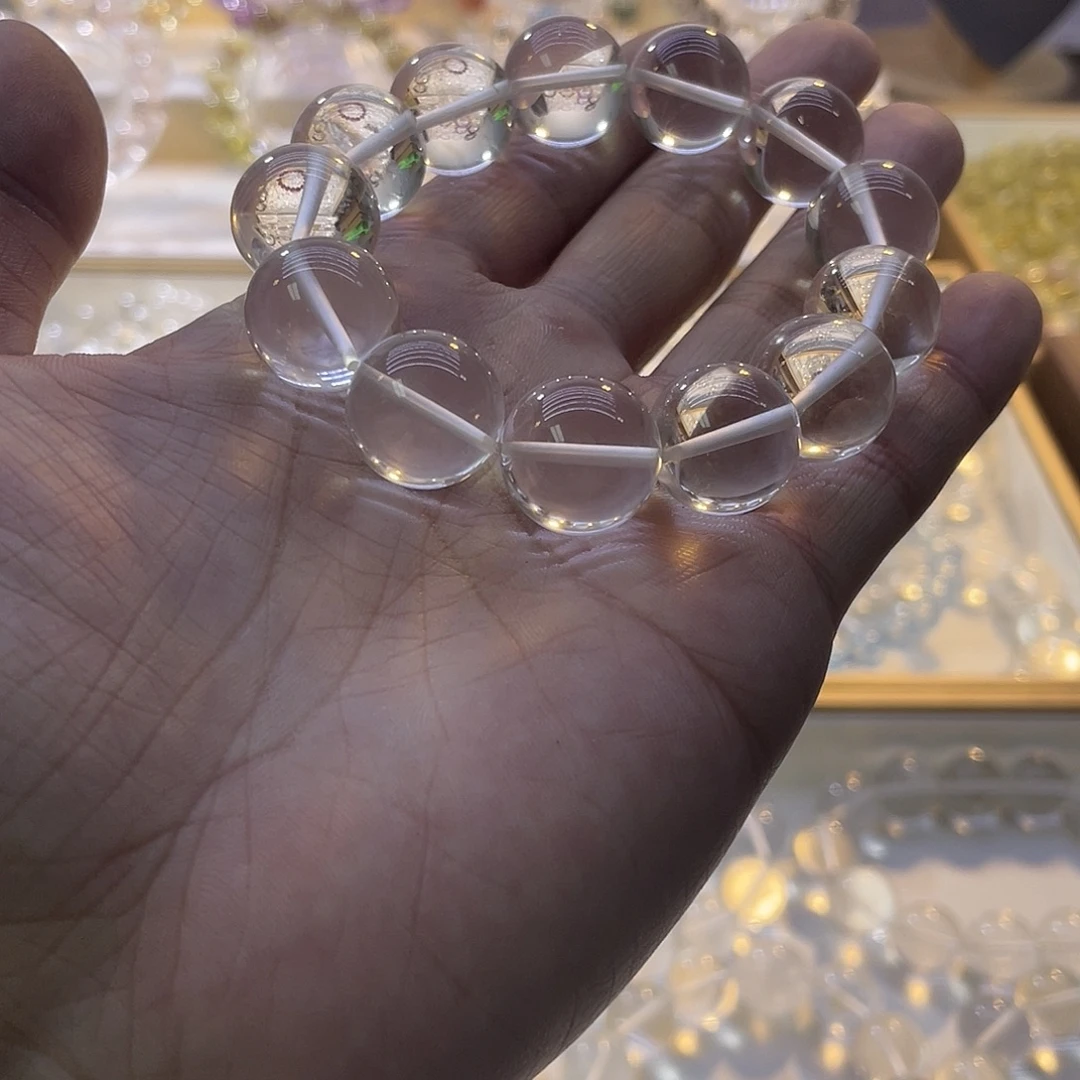 银S925镶嵌珠宝半成品水晶白水晶16mm单圈