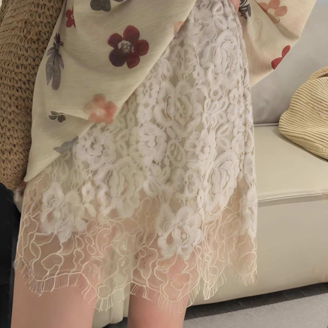 法式优雅设计感精致蕾丝重工百搭时尚气质复古短裙半身裙子氛围感