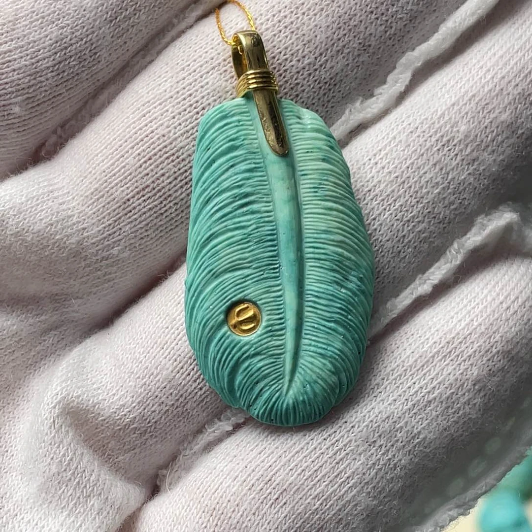 绿松石珠宝奇石18K金镶嵌