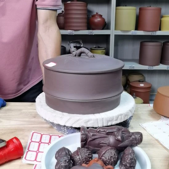紫砂茶叶罐处理四饼竹节款9986