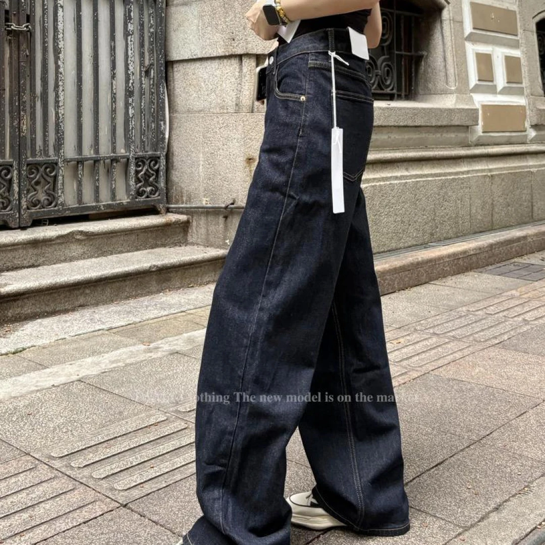 【007】65秋秋MWMA微弹断货王深蓝单宁色粉标窄版直筒阔腿牛仔裤花~