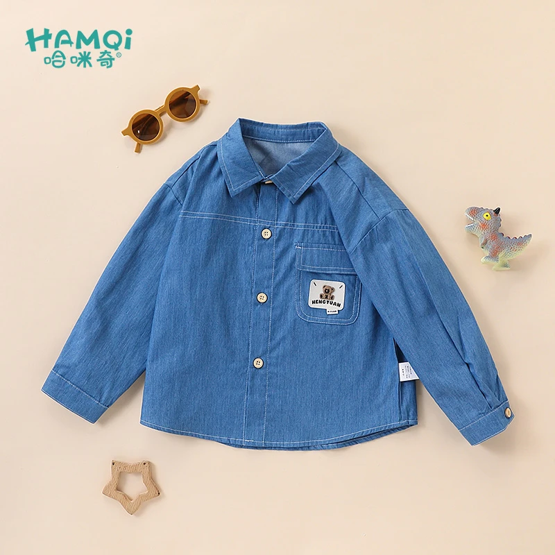 男童衬衫春季新款童装宝宝小童纯棉牛仔衬衣外套儿童百搭长袖上衣