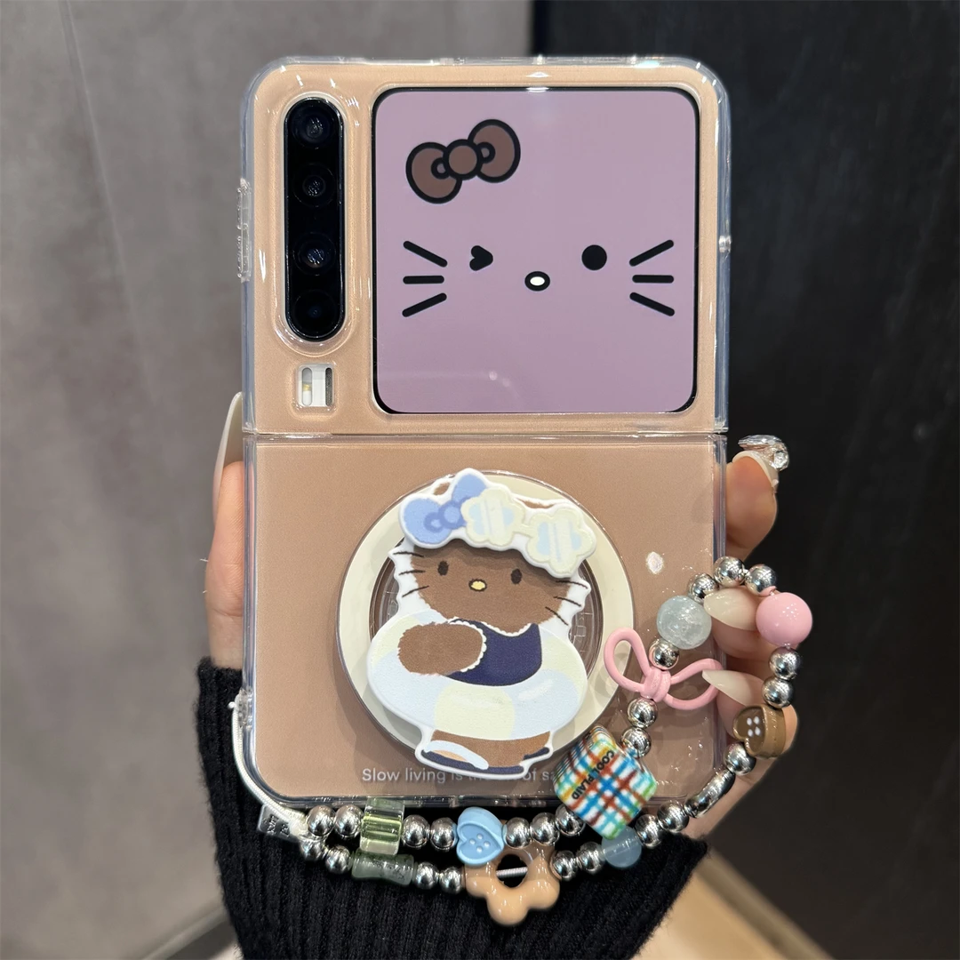 适用华为purax折叠屏手机壳可爱卡通pocket2游泳圈kt猫磁吸支架女