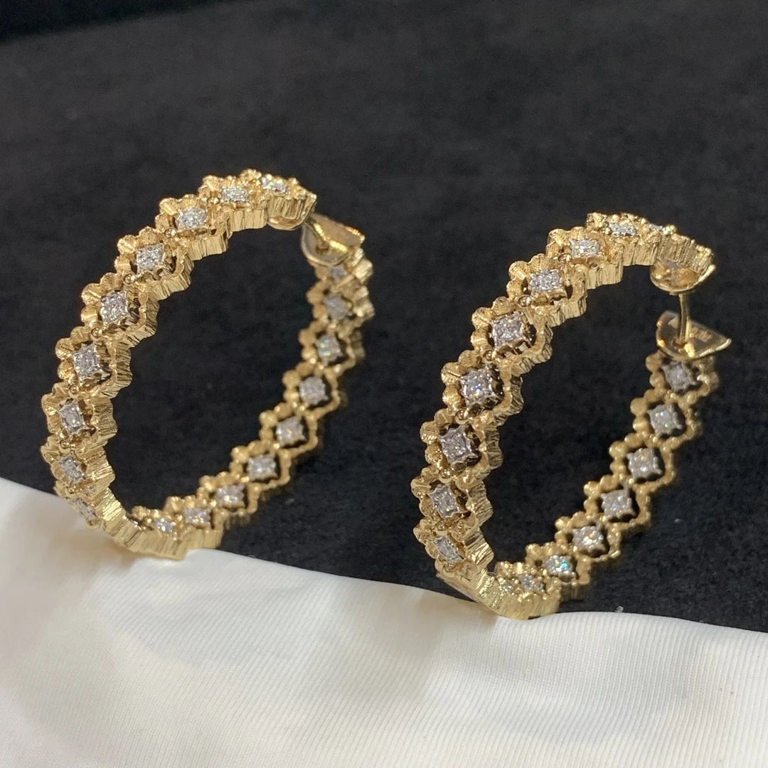 18k金钻石大耳圈宫廷豪华32mm