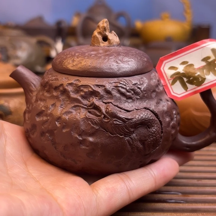 茶壶紫砂小福龙原矿老紫泥茶壶160c