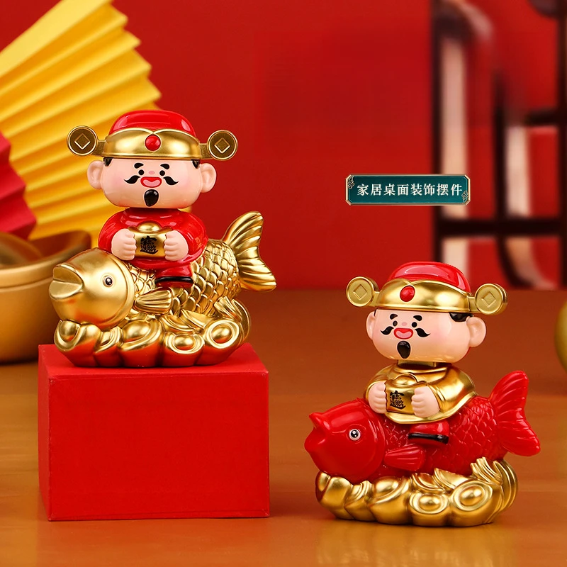 锦鲤小才申点头车载办公室玄关居家公司摆件礼品