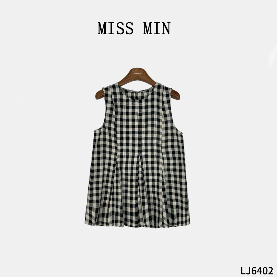 MISS MIN【稚韵格纹】格子衫小众炸街高级感女装宽松无袖衬衫LJ6402