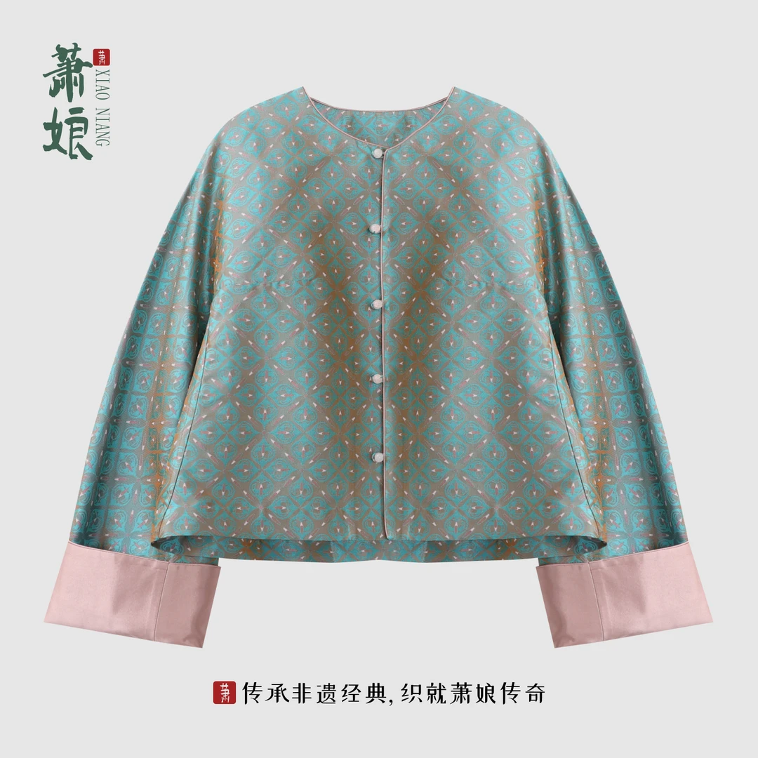 萧娘【明珠】蜀锦香云纱外套新中式宽松百搭中国风长袖女外套2740