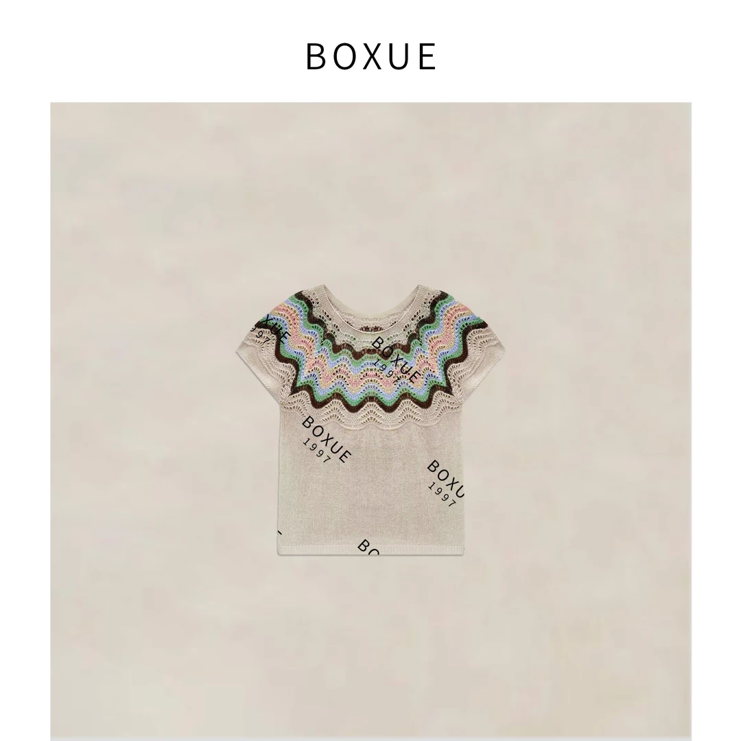 BOXUE “彩云之南” 2025新款设计师拼接百搭 T恤#240424T524