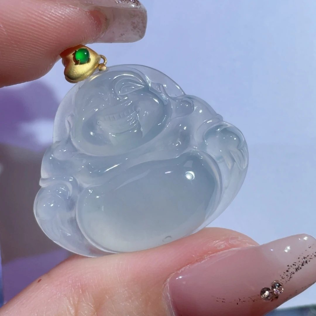 翡翠颈饰18K金镶嵌佛公