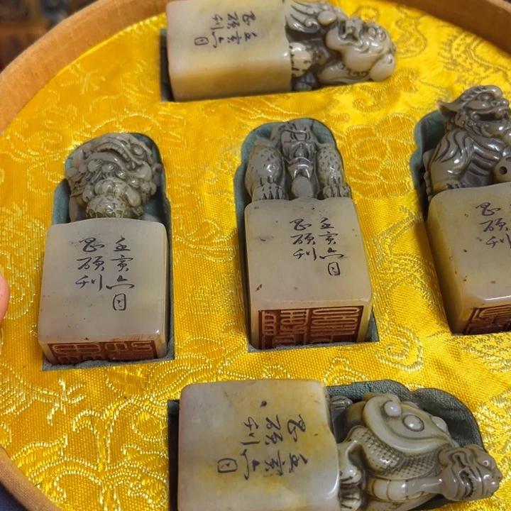 茶***玖寿山石印石五兽印子