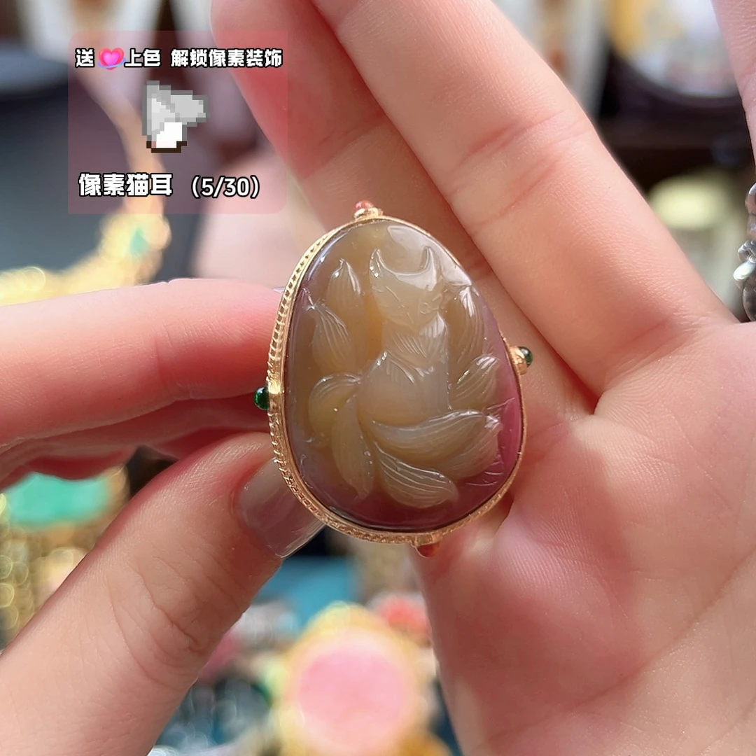 玛瑙/玉髓戒指银S925镶嵌戒指