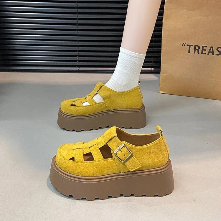 纯色圆头搭扣秋季增高夏季单鞋乐福鞋皮鞋百搭 520
