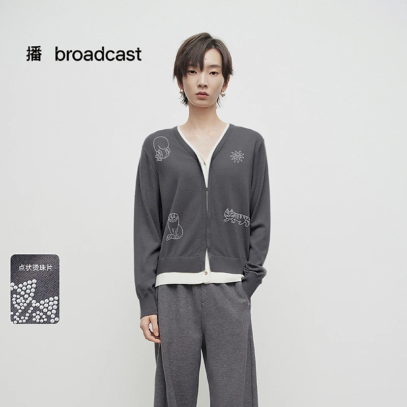 【直播专属】播时尚简约假两件V领毛针织衫BDS1UD1092