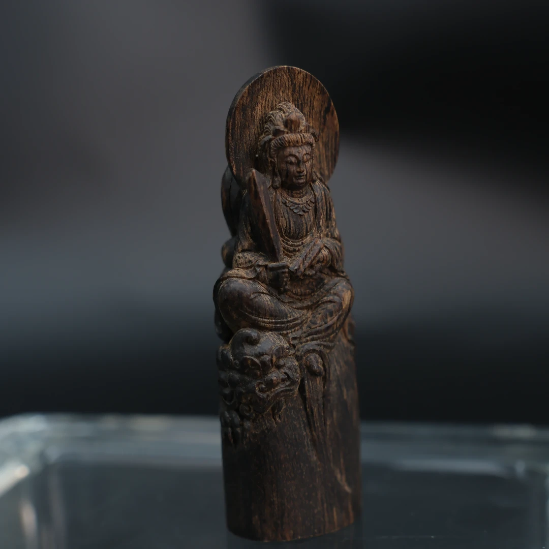 菩萨文莱老料黑油沉水沉香吊坠