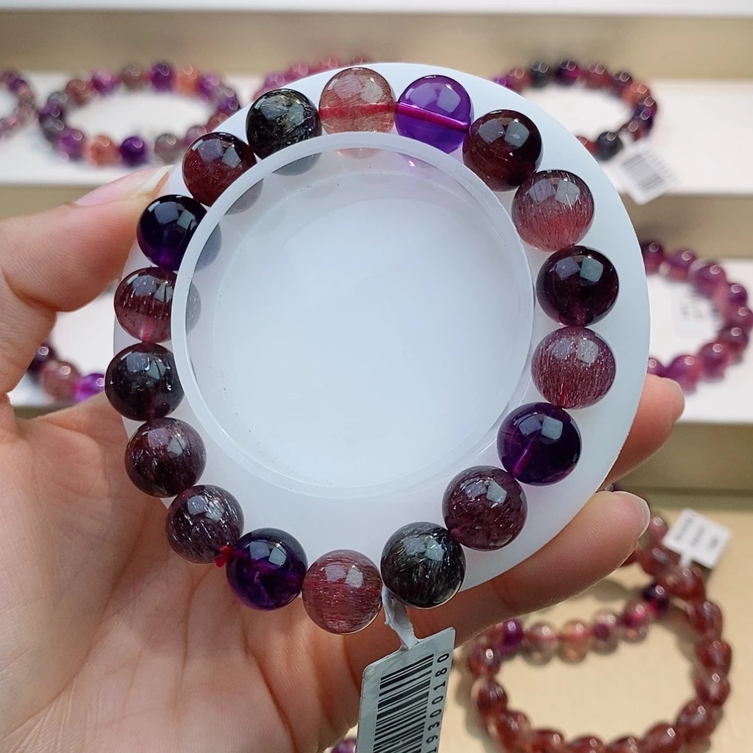 水晶手链未镶嵌黑加仑超七11+