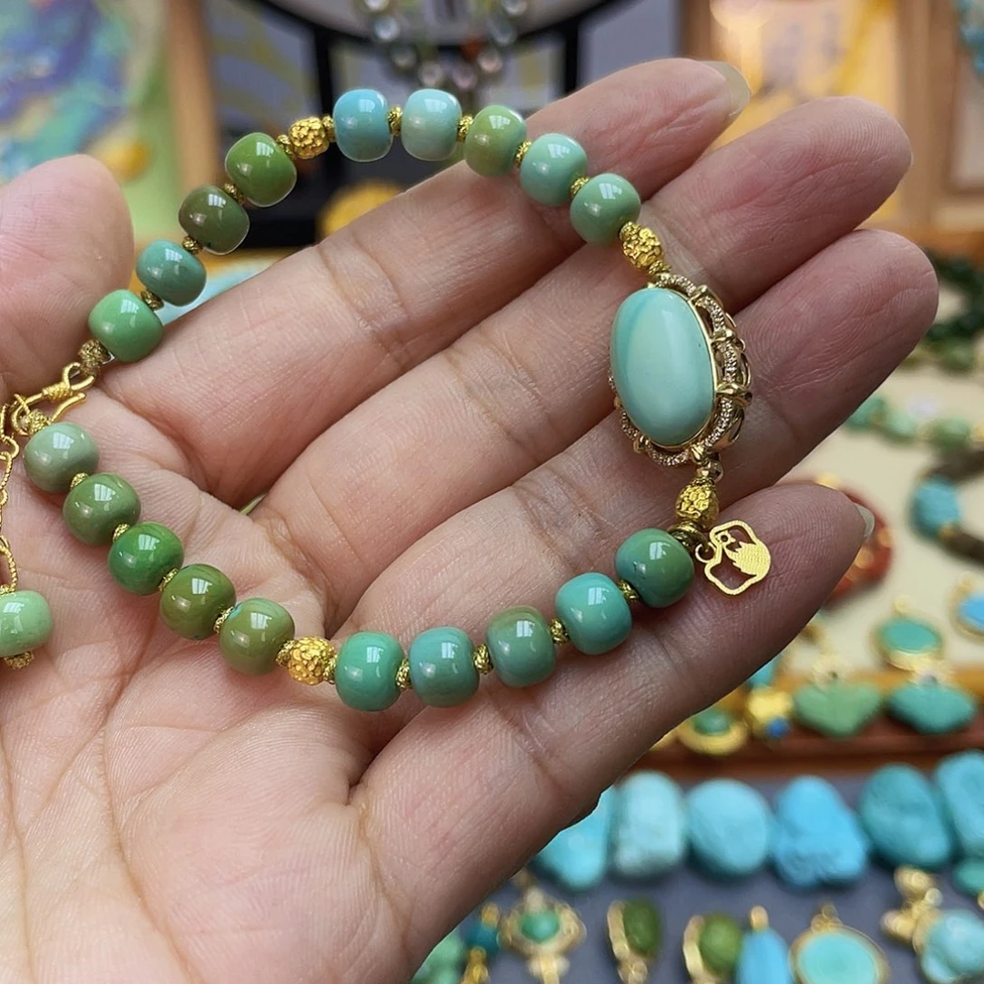 18K金镶嵌绿松石手链