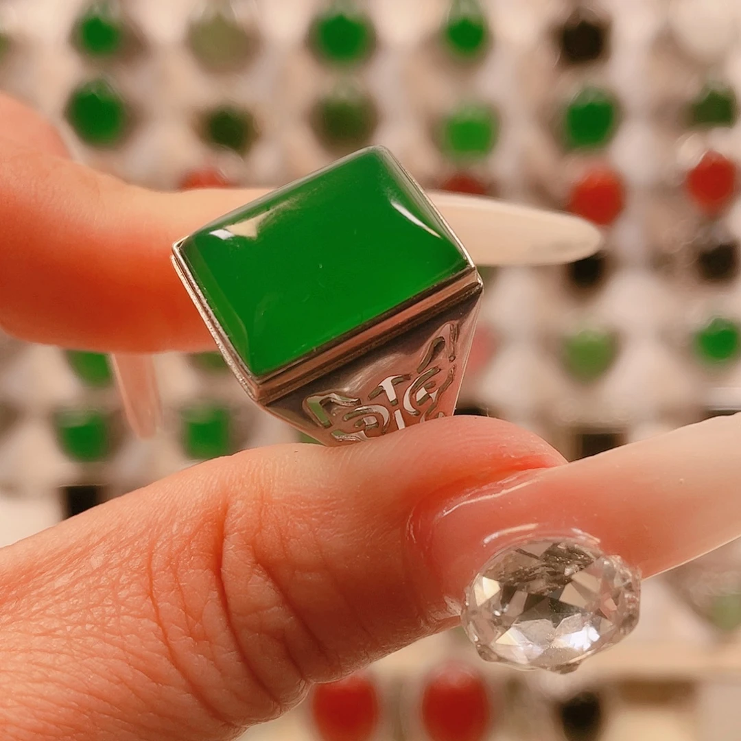 玛瑙/玉髓银S925镶嵌戒指