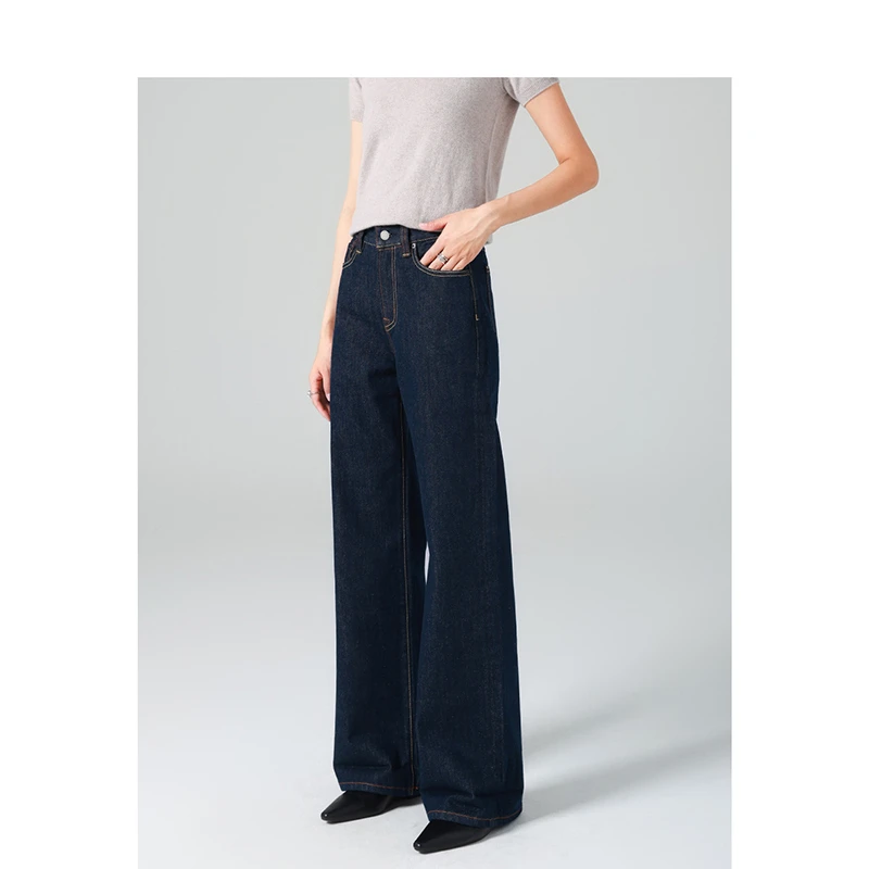 Treble Life/丹宁色高腰牛仔裤女宽松直筒25秋新款显瘦气质百搭