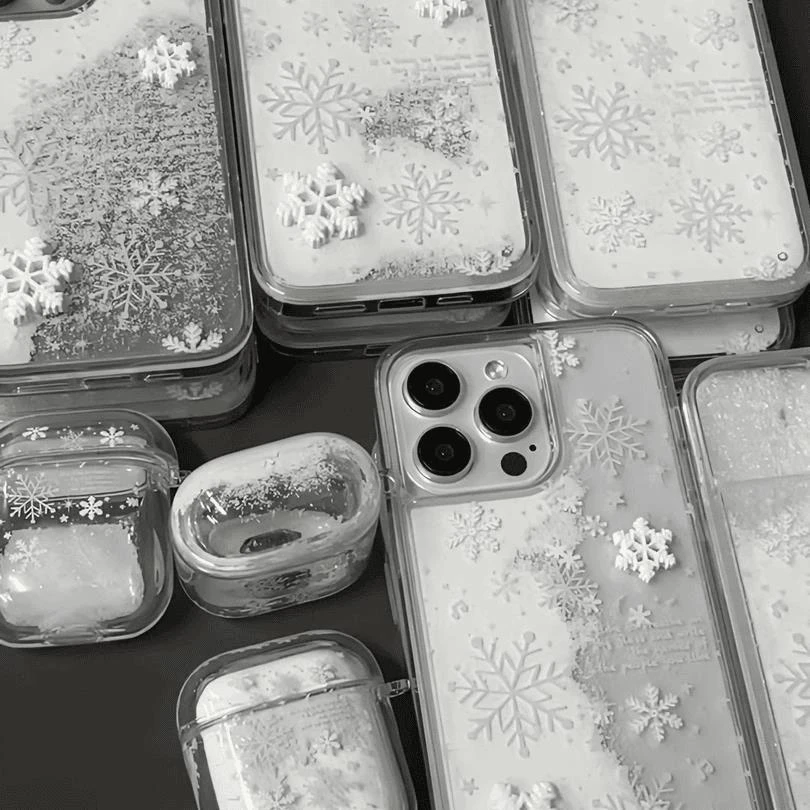 奥菲顿冬日雪花流沙适用iPhone16/17手机壳小米17vivooppo华为p80