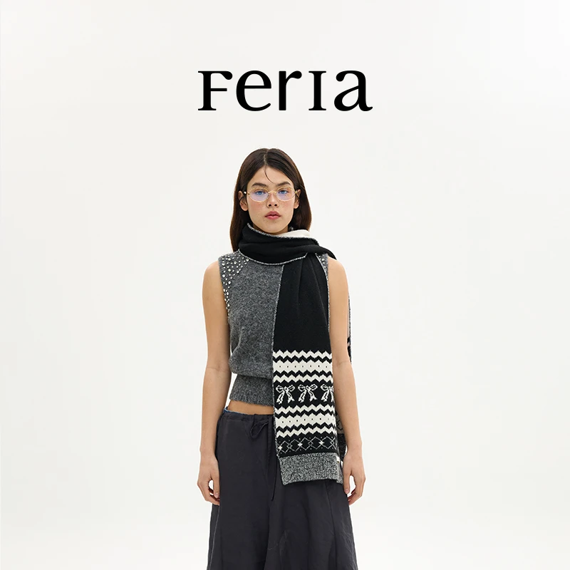 FERIA【费尔岛蝴蝶结围】FE510W417韩国小众品牌轻奢精致百搭围巾