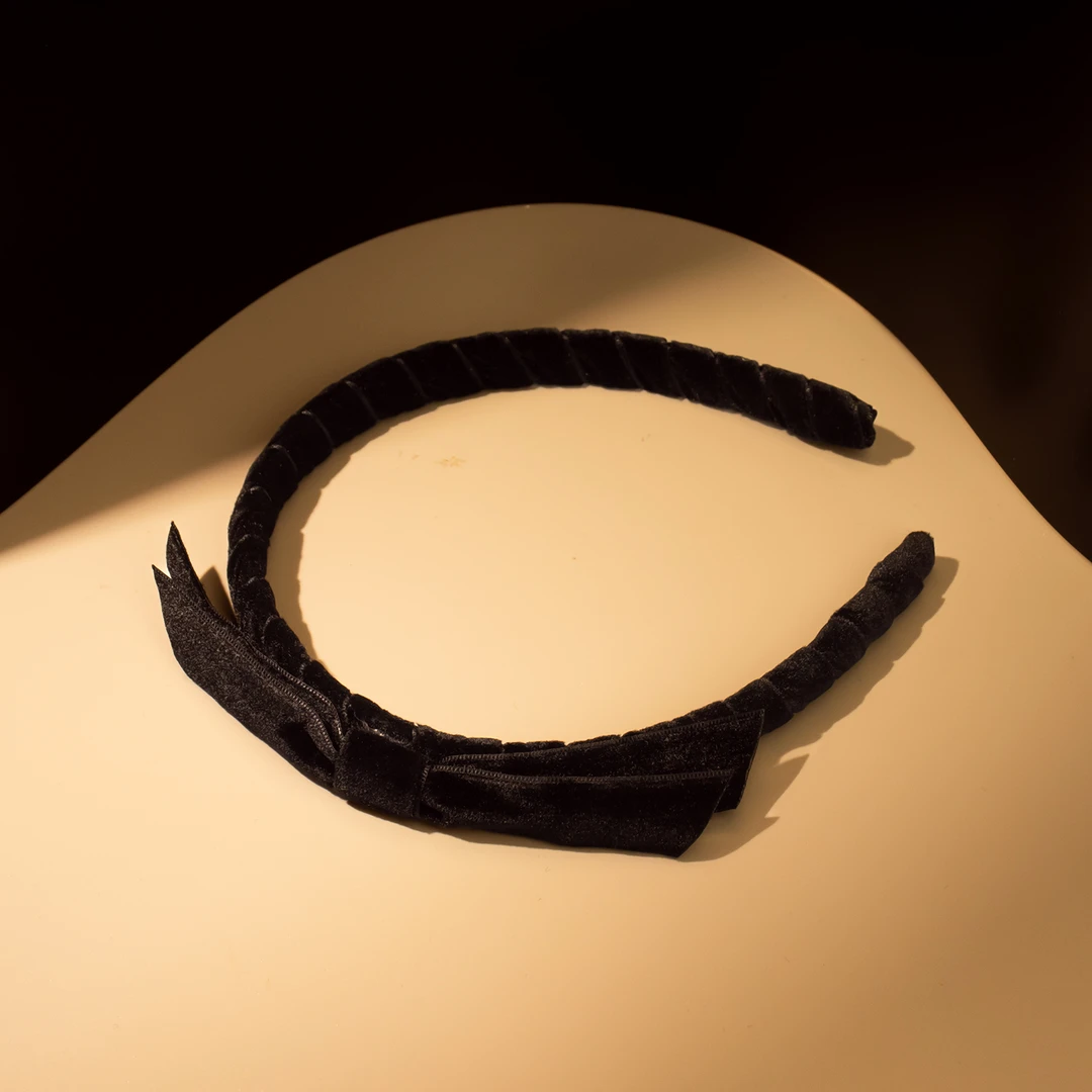 美*【J*F】黑色蝴蝶结丝绒发箍#0560