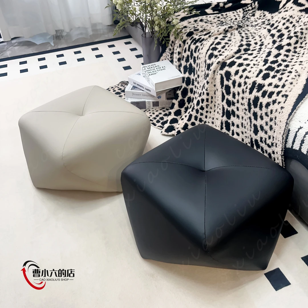 轻奢生态皮八角凳客厅沙发凳创意简约小坐墩家用矮凳换鞋凳