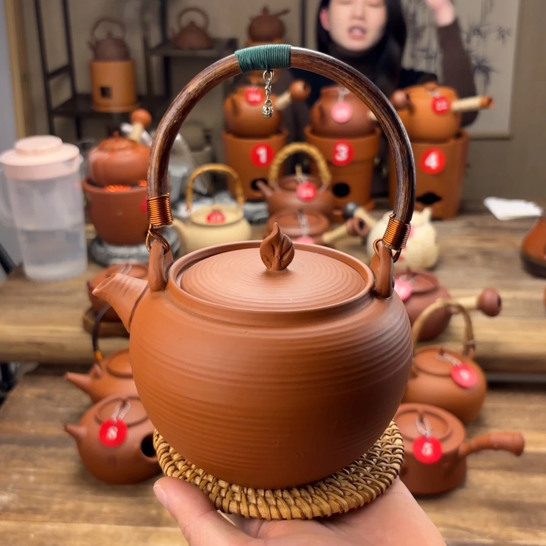 煮水煮茶甘甜 潮州砂铫壶 搭藤垫