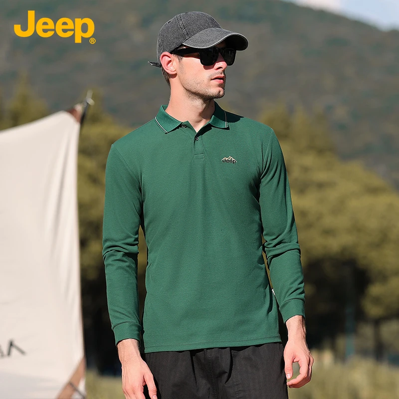 JEEP/吉普秋季新款男士百搭舒适翻领长袖休闲POLO衫106