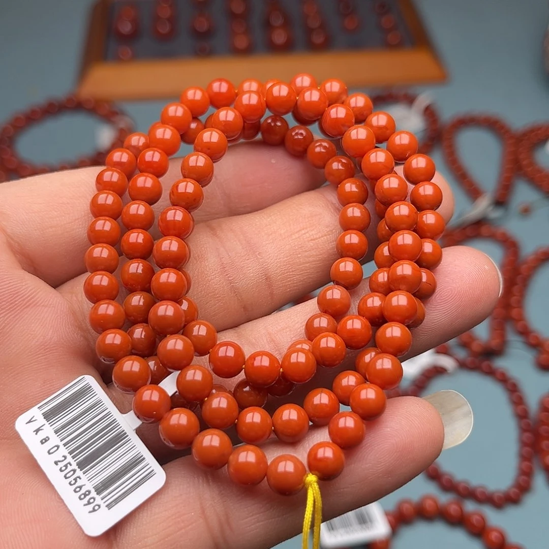 南红玛瑙未镶嵌手链柿子红卡6