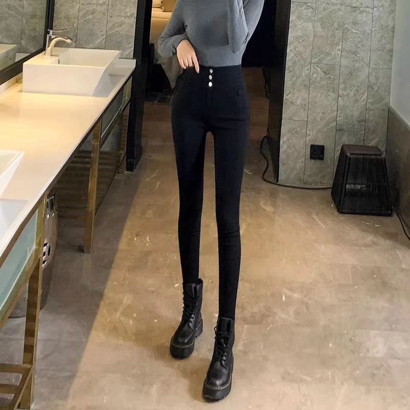 收腹高腰紧身小脚裤女胖MM秋装女款爆款2025新款加长外穿打底裤子