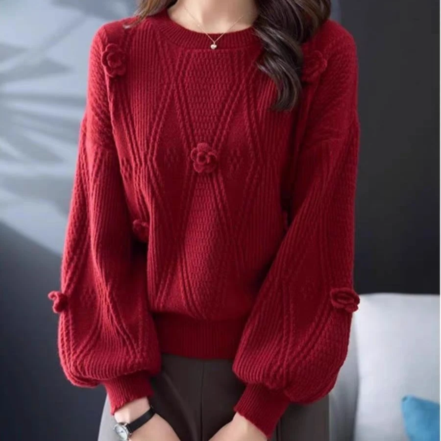 2024新款秋装超好看针织衫上衣女短款圆领打底衫