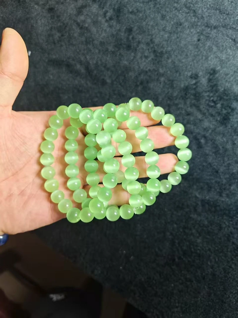 A010浅绿猫眼玉石K010单圈手串