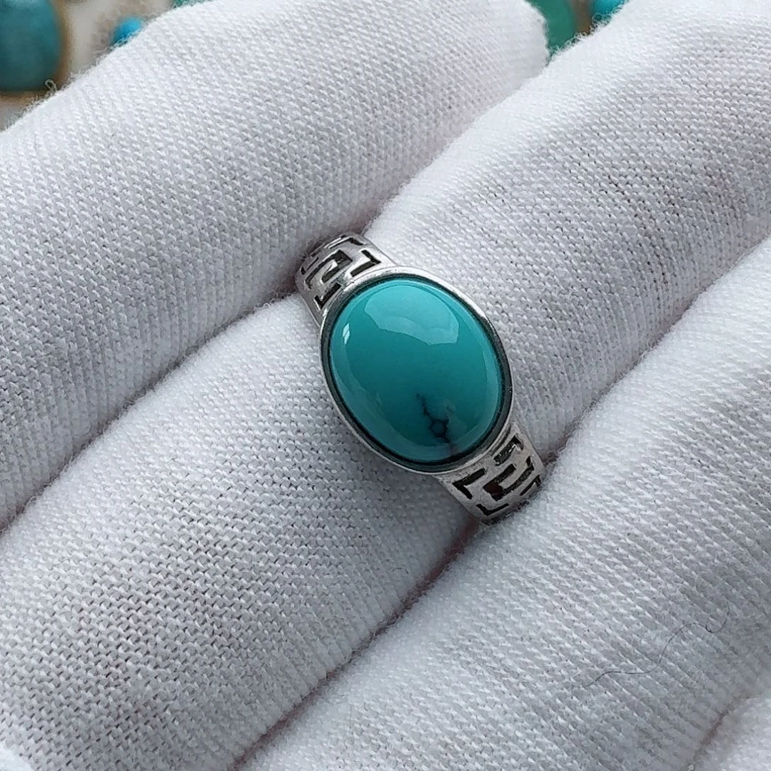 绿松石银S925镶嵌戒指