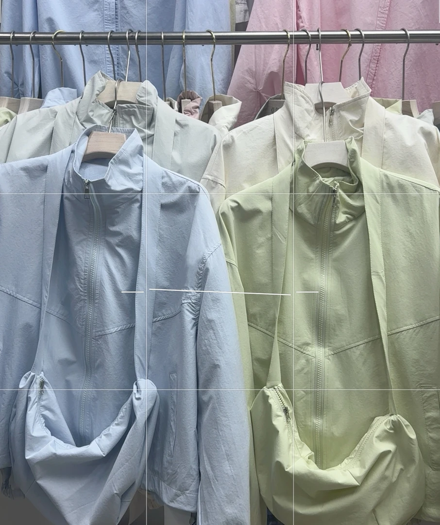 配包韩系休闲宽松夹克外套女2025春季新款百搭立领短款冲锋衣上衣