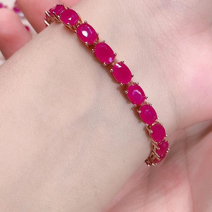 手链银S925镶嵌红宝石